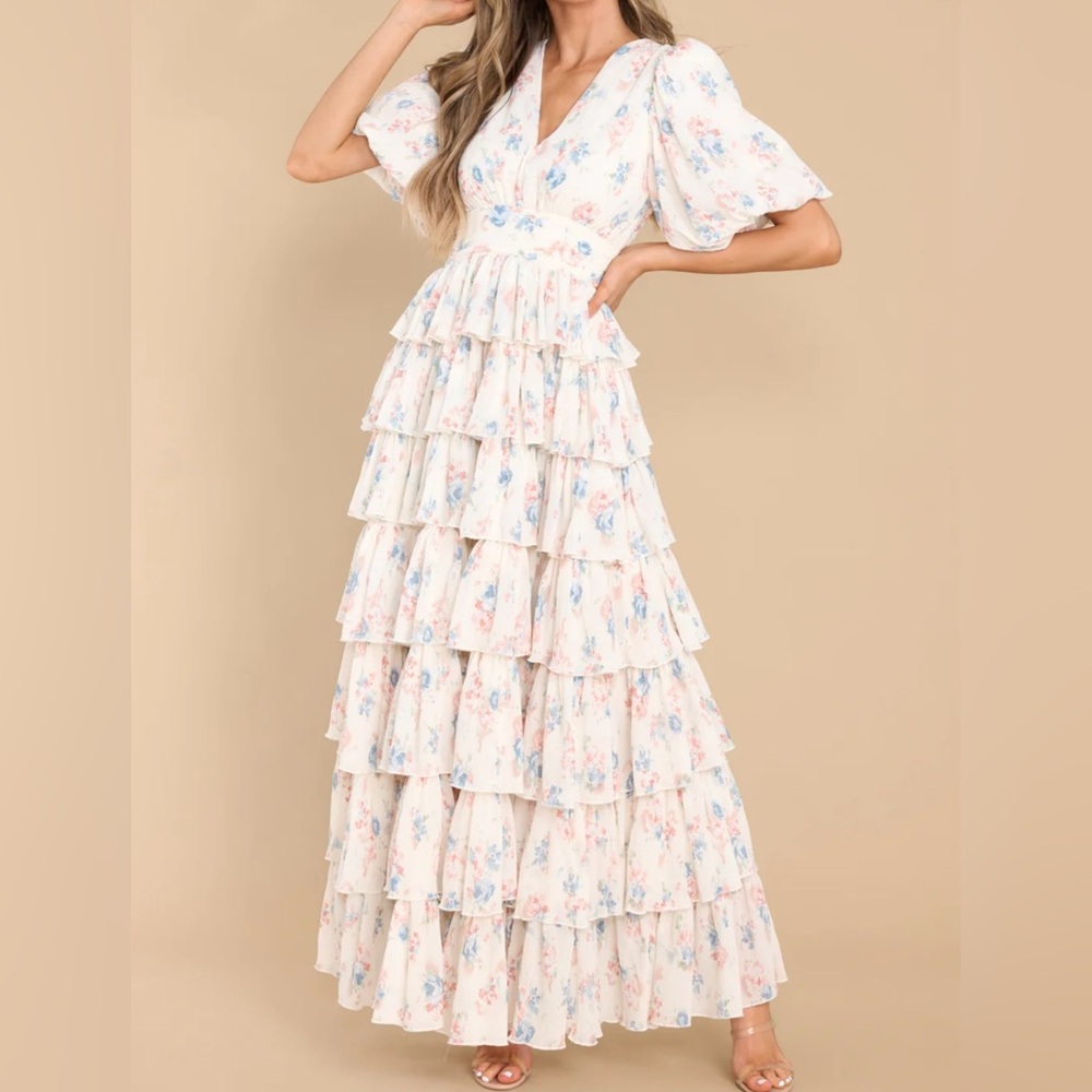 Red Dress Boutique Yearning for Love Ivory Floral Print Maxi Drees